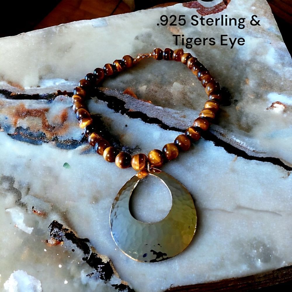 AV Gold over Sterling, Tigers Eye Beaded Necklace from Mexico